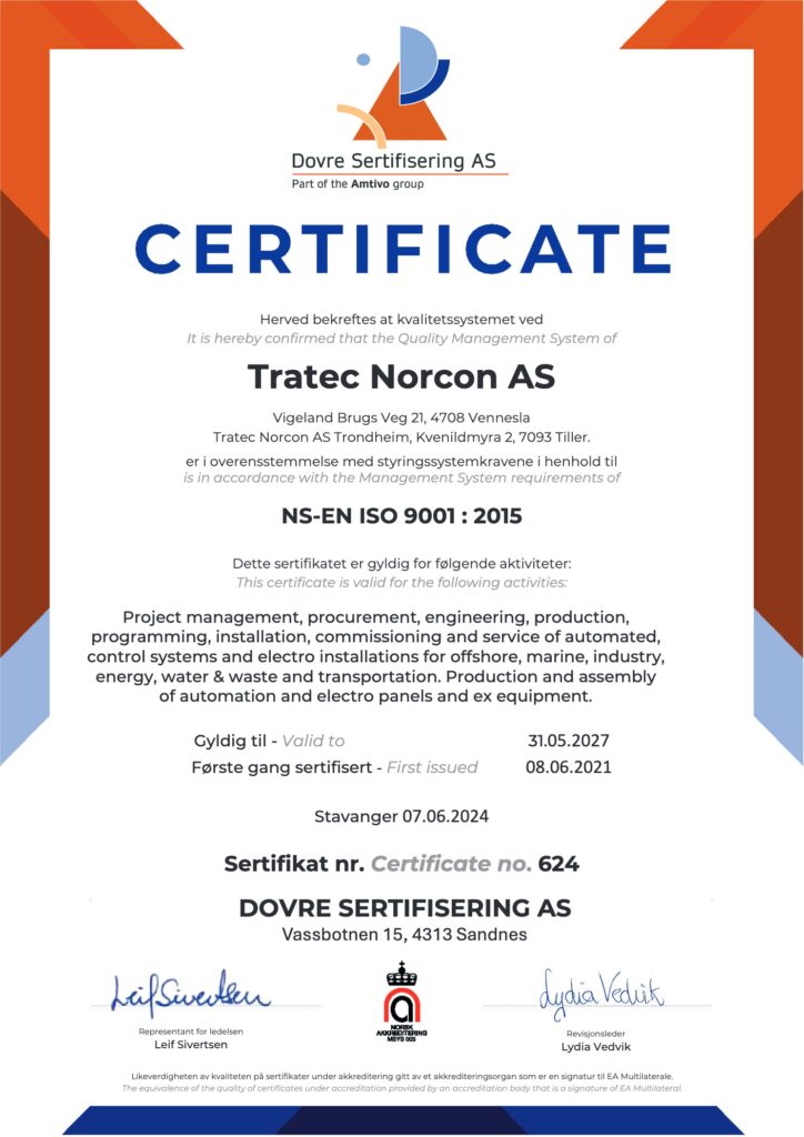 Tratec Norcon AS9001 sert nr 624