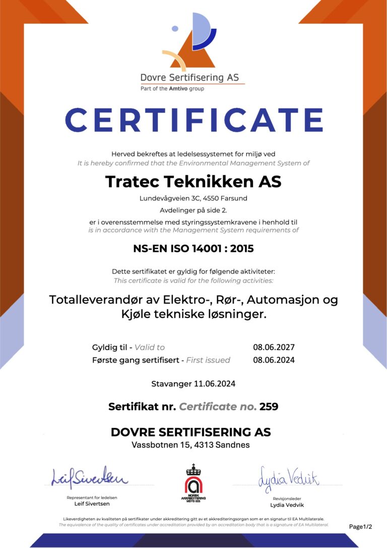 Tratec Teknikken AS ISO