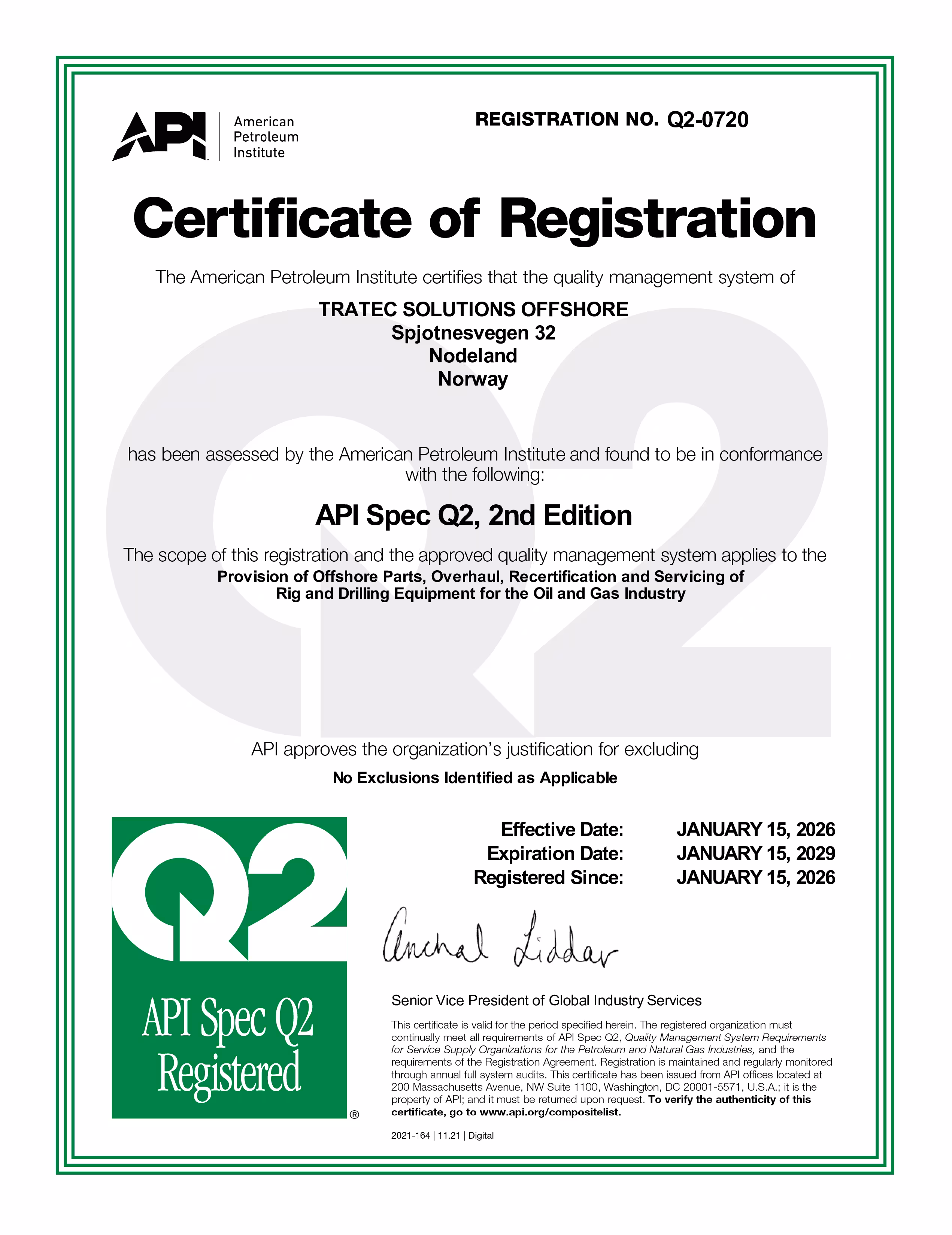 Certificate Q2 0720